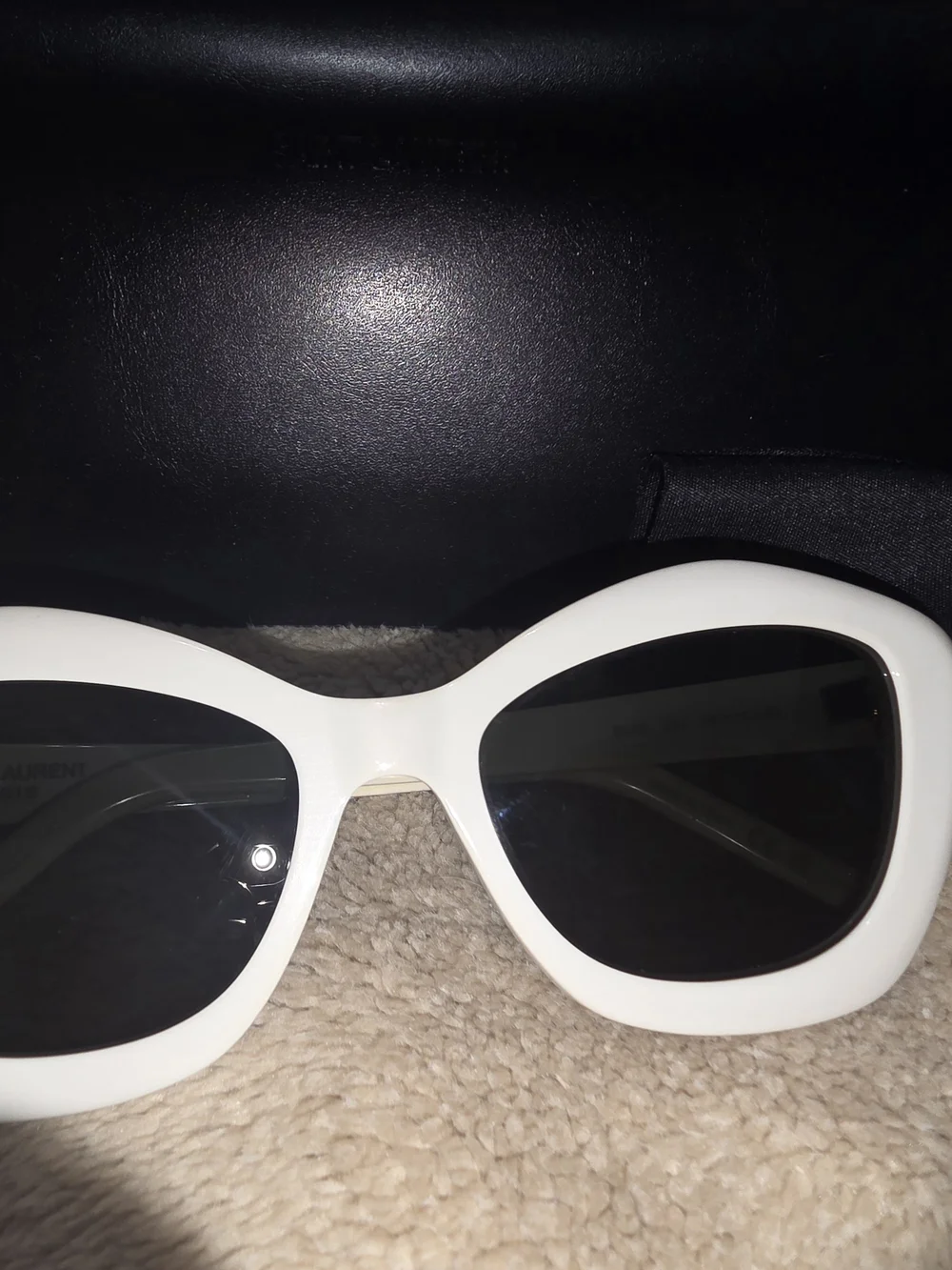 Saint Laurent Ivory Cat-Eye Sunglasses for Women
